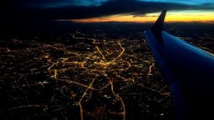 Красивый вид с самолета на ночную Москву