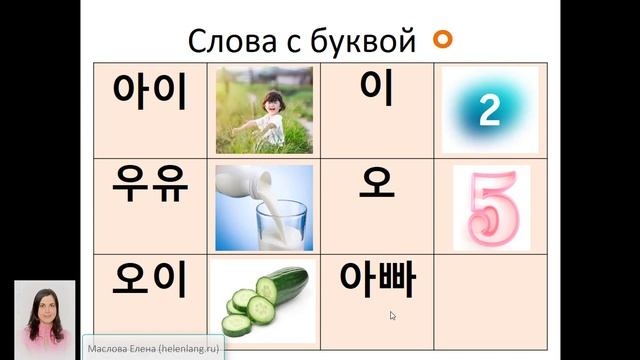 Корейский алфавит. Чтение слогов с двумя буквами  Урок №1