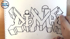 How to draw Graffiti DIMA, Как нарисовать Граффити ДИМА