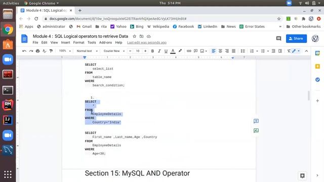 Section 14: MYSQL Where Command Usage