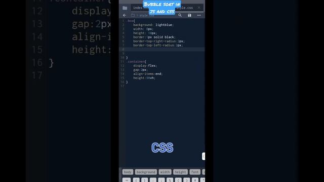 Bubble sort in html css and javascript using animations