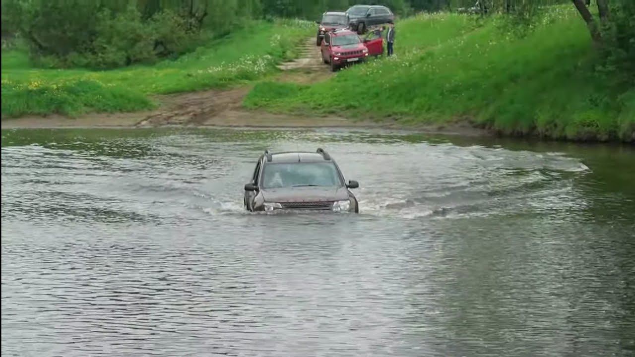 Чуть не утонули, очень глубокий брод! Jeep Compass, Lexus, Nissan X-trail, Duster, УАЗ, Нивы и др. смотреть онлайн