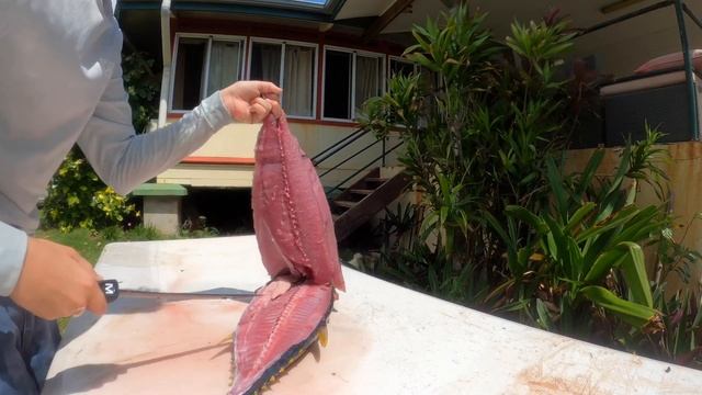 HUGE FISH!!! And Yellow fin tuna CATCH and COOK.(GT Popping) смотреть онлайн