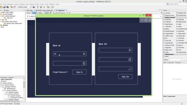 Java Swig GUI: Modern login design sign in& sign up смотреть онлайн