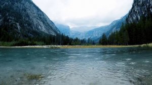 Nature Sounds - Rain Sounds - 1 Hour of Gentle Thunder Storm over a Beautiful Mountain Lake