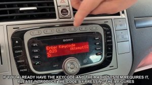HOW TO INSERT RADIO KEYCODE SONY RADIO | FORD KUGA 1