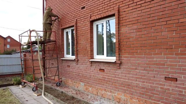 Утепление стен эковатой под облицовочный кирпич. Тюмень