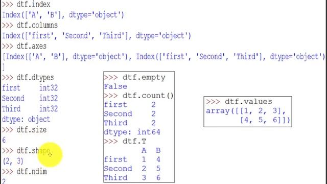 #DataFrame Attributes Program смотреть онлайн