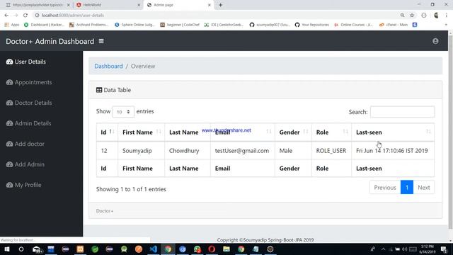Doctor & Hospital Management System Project-Using Spring Boot, Hibernate,Thymeleaf,JPA,MySql-Printl