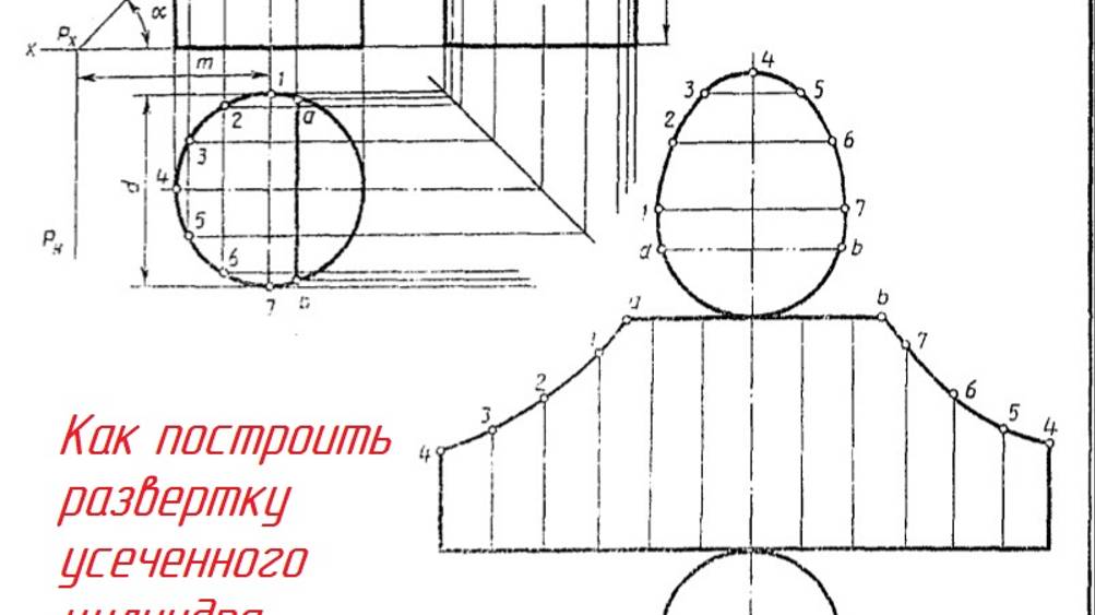 Задание 38. Как начертить РАЗВЕРТКУ УСЕЧЕННОГО ЦИЛИНДРА