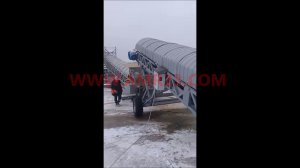 Погрузка зерна на судно при помощи мобильных транспортеров