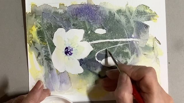 Painting flowers, experimental background techniques. Watercolour tutorial hellebores. смотреть онлайн