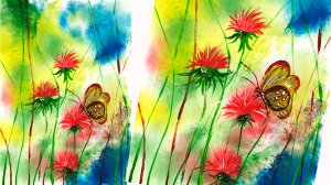 Как нарисовать летний пейзаж. Рисуем бабочку. Нарисуем полевые цветы.