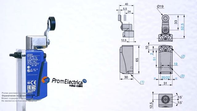 Пластиковый концевой выключатель со стальным плунжером 1NO + 1NC M16 XCKP2118P16 смотреть онлайн