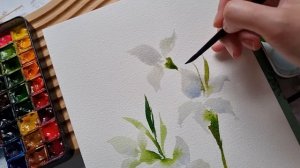 Watercolor Flower: White Gladiolus in Loose Style