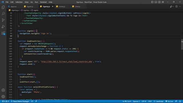Mobile Application Development | React Native | React Chat | SignUp Page #2