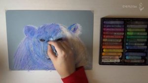 Волшебный белый медведь масляной пастелью | Soft oil pastels mungyo