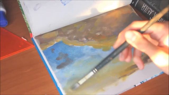 Процесс рисования №9. Рисую облака и закат. смотреть онлайн