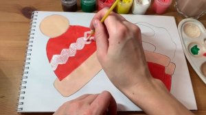 ЗИМНИЕ РИСУНКИ/ ШАПКА И ВАРЕЖКИ/УРОК РИСОВАНИЯ ДЛЯ ДЕТЕЙ/ РИСУЕМ ГУАШЬЮ