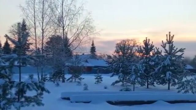 Вечерняя зима.#зимняясказка #закат #вечер #деревня