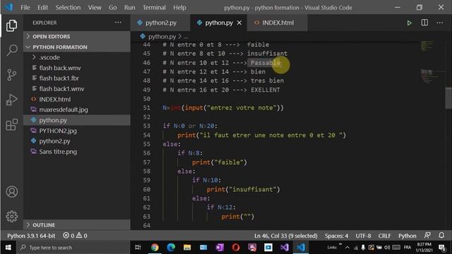 exircice1: les testes alternatives  python (if , else,elif)# darija