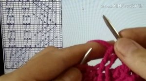 МК для новичков по вязанию спицами японского узора 2 из книги Хитоми Шида "250 узоров"/с 25р по 36р