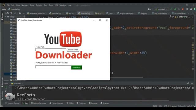 How to create youtube video download App using Python| Full Tutorial (2023)@JayGhunawatOfficial