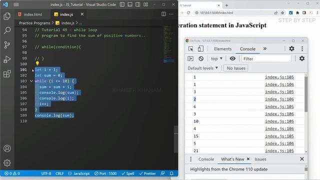 While loop in JavaScript - Iteration Statement|| JavaScript course  || Tutorial - 49