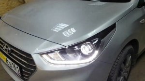 Hyundai Solaris. Ксенон под завод. Линзы  Hella 3R, лампы Narva Standard D2S.