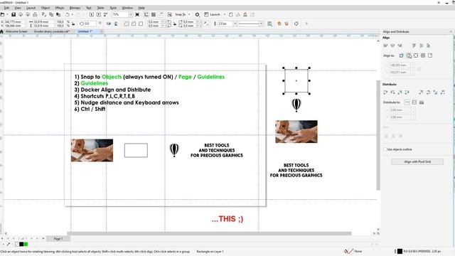 CorelDRAW tutorial - how to make precious graphics - snap to / guidelines / align docker / shortcut смотреть онлайн