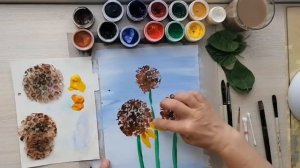 Подсолнухи. Нетрадиционное рисование для дошколят