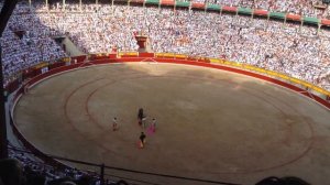 Памплона.Коррида.Падение быка и похвала матадора.