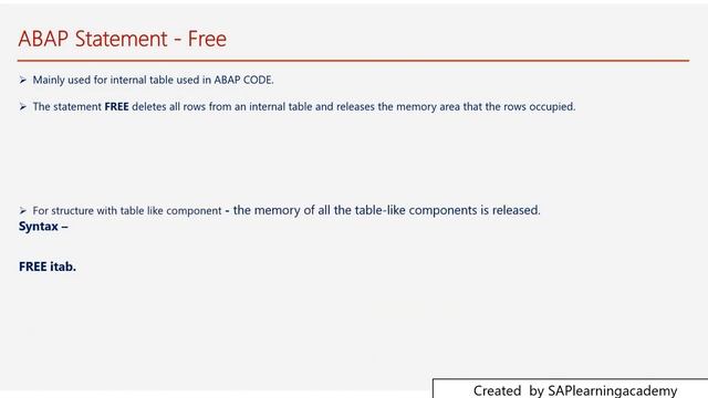 Clear , Free and Refresh Statement in SAP ABAP | Memory clean up statements in SAP ABAP programming смотреть онлайн