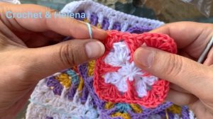 Вяжем вместе разноцветный детский плед из рельефных квадратов. Часть 1. Рельефный бабушкин квадрат