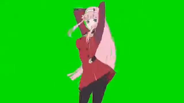 аниме тян танцует на зелёном фоне. аниме тян танцуе, футаж. Вставка для видео. Аниме. смотреть онлайн