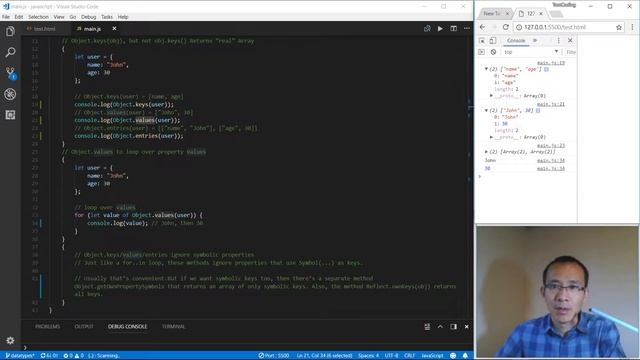 Modern Javascript Data types  8 Object keys, values, entries