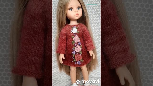 Платье из Alize angora gold batik для куклы Паола Рейна.