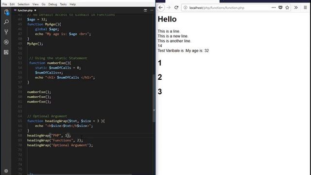 32 How to create optional Argument in Function in PHP - PHP & MySQL Tutorial in Urdu BasictoAdvance
