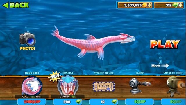 NESSIE (PLESIOSAUR) cost 500,000 coins (900 Gems) - Hungry Shark Evolution смотреть онлайн