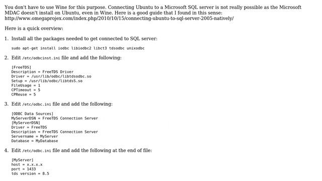 Ubuntu: How to connect Ubuntu to a MS SQL server 2005? смотреть онлайн