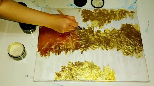 Золото в картине. Золочение поталью. Картина в современном стиле)