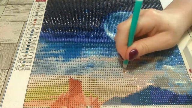 ЯХТА ПОД ЛУНОЙ! Ускоренный процесс выкладки страз всей картины. Алмазная мозаика смотреть онлайн