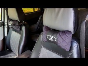 Автомобильная подушка из велюра под шею на подголовник Лада