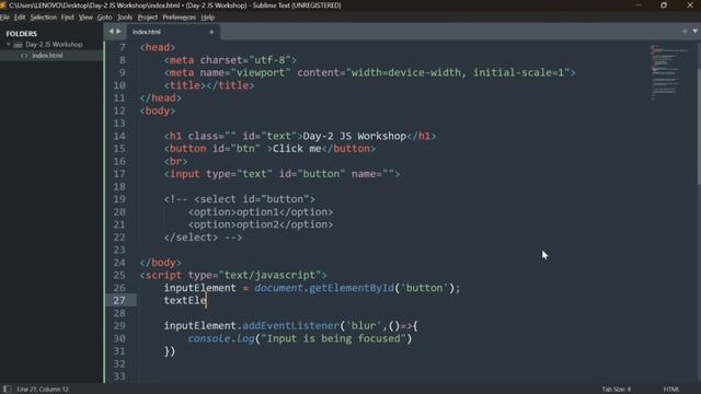 Day-2 JavaScript Workshop: Event Handling, Functions, and DOM Manipulation | Intermediate Javascrip