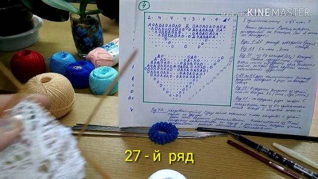 Ажурные салфетки спицами. Салфетка 4 (часть 2).