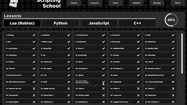 [Roblox] Scripting School - Learn about scripting with Roblox Lua and other coding languages!