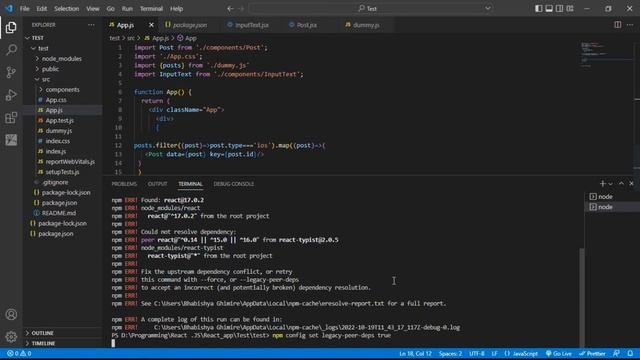 npm ERR! ERESOLVE unable to resolve dependency tree || npm install error in React смотреть онлайн