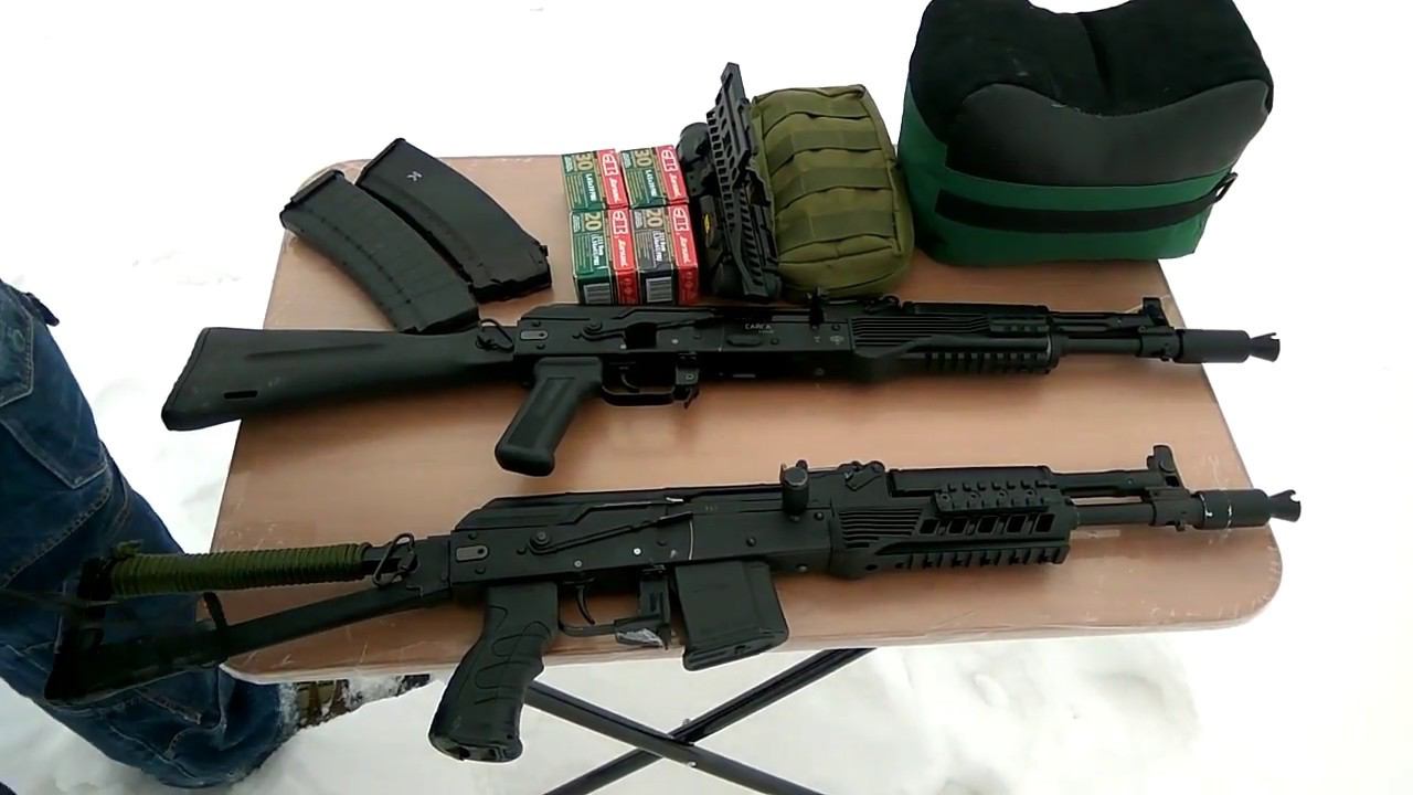 Скоростной тест Сайги 033 калибра 5,45 и Сайги МК03 калибра 223 рем смотреть онлайн