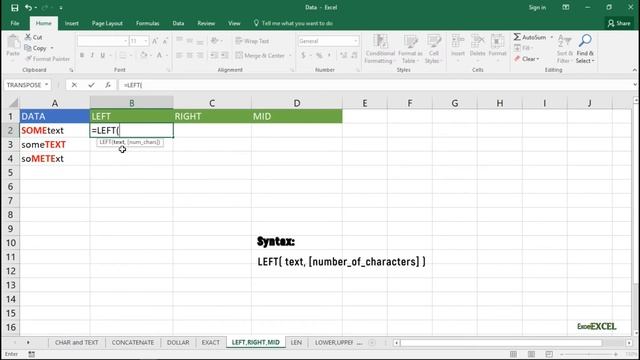 3.Excel Formulas Series Training || ALL TEXT formulas in EXCEL (Excel 2016)
