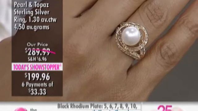 Sterling Silver Pearl & White Topaz Orbit Ring at The Shopping Channel 458120 смотреть онлайн
